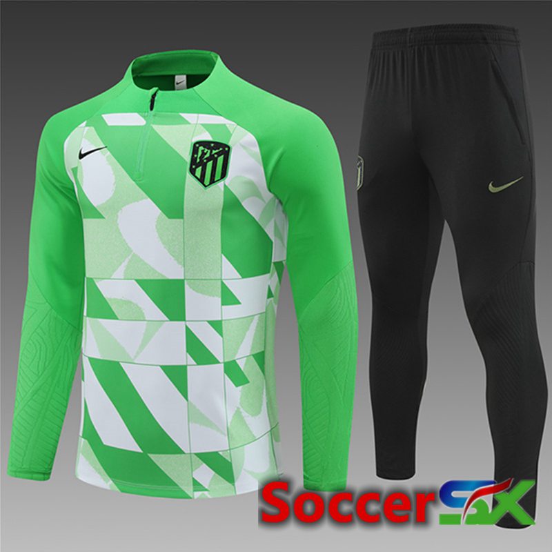 Atletico Madrid Kids kit Training Tracksuit Green/White 2024/2025