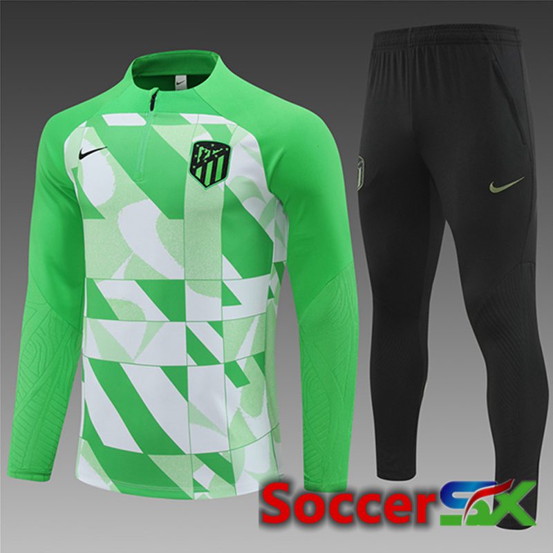 Atletico Madrid Kids kit Training Tracksuit Green/White 2024/2025