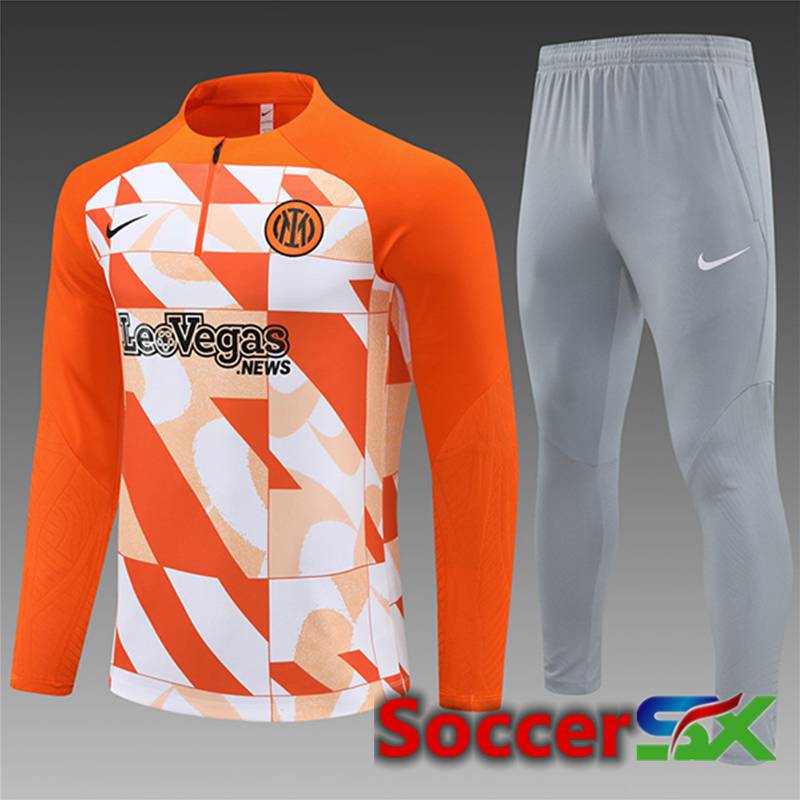 Inter Milan Kids kit Training Tracksuit Orange/White 2024/2025