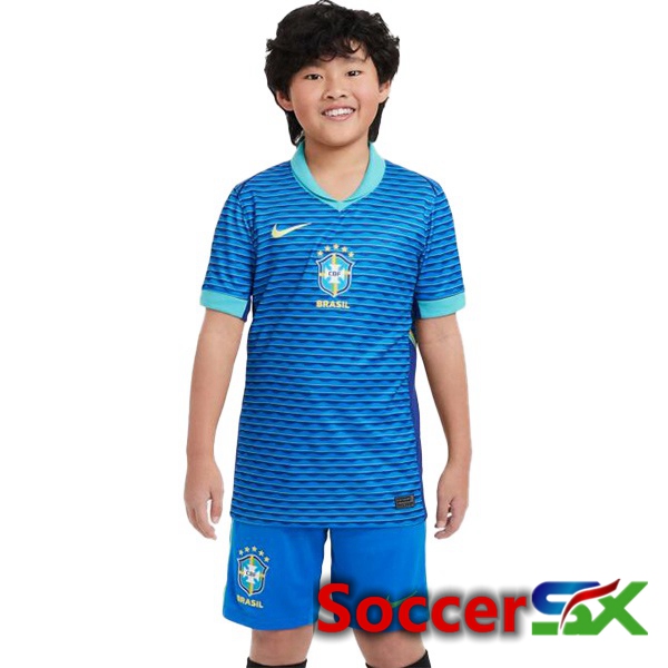 Brazil Kids Away Soccer Jersey Blue 2024/2025