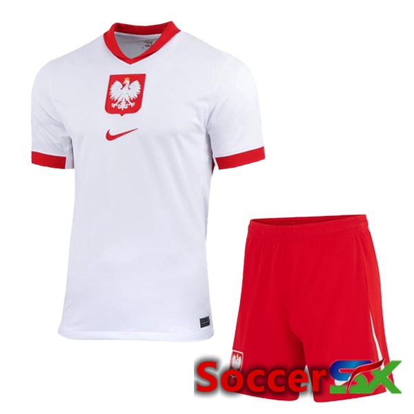 Poland Kids Home Soccer Jersey White 2024/2025