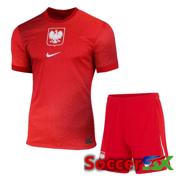 Poland Kids Away Soccer Jersey Red 2024/2025