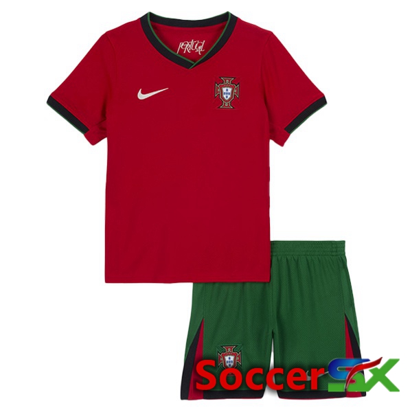 Portugal Kids Home Soccer Jersey Red 2024/2025