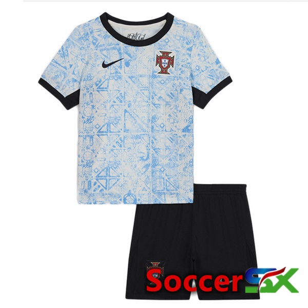 Portugal Kids Away Soccer Jersey Blue White 2024/2025