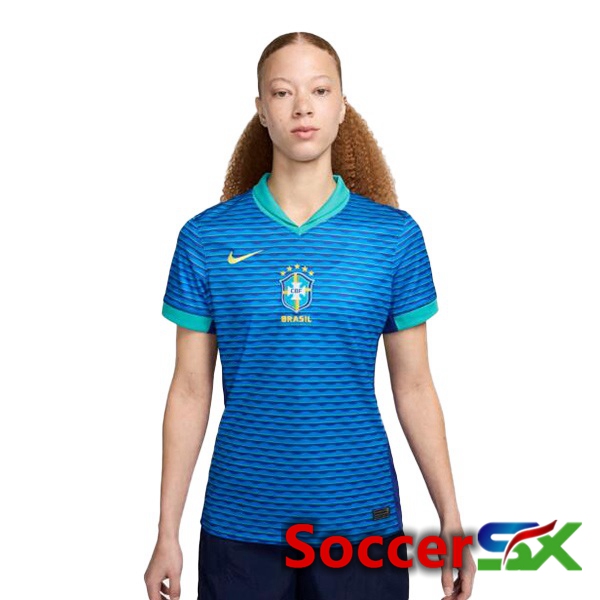 Brazil Womens Away Soccer Jersey Blue 2024/2025
