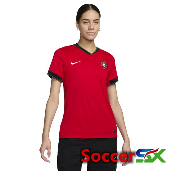 Portugal Womens Home Soccer Jersey Red 2024/2025