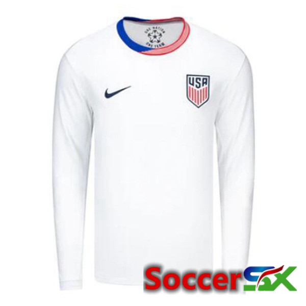 USA Home Soccer Jersey Long Sleeve White 2024/2025