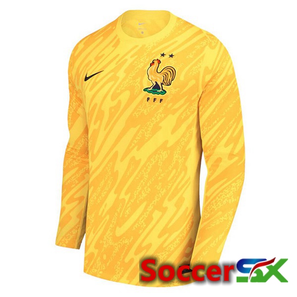 France Goalkeeper Soccer Jersey Long Sleeve Yellow 2024/2025