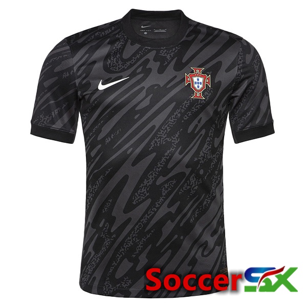 Portugal Goalkeeper Soccer Jersey Black 2024/2025