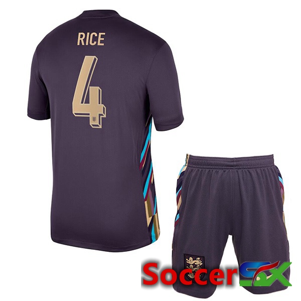 England (Rice 4) Kids Away Soccer Jersey Purple 2024/2025