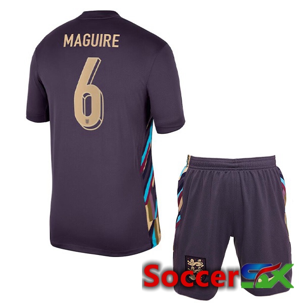 England (Maguire 6) Kids Away Soccer Jersey Purple 2024/2025