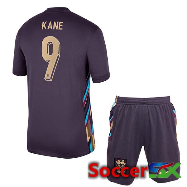 England (Kane 9) Kids Away Soccer Jersey Purple 2024/2025