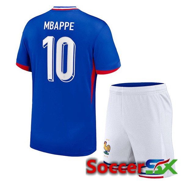 France (MBAPPE 10) Kids Home Soccer Jersey Blue 2024/2025