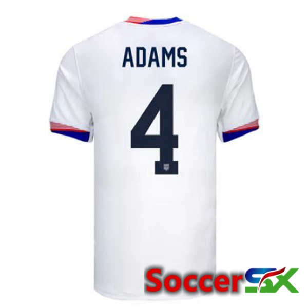 USA (Adams 4) Home Soccer Jersey White 2024/2025