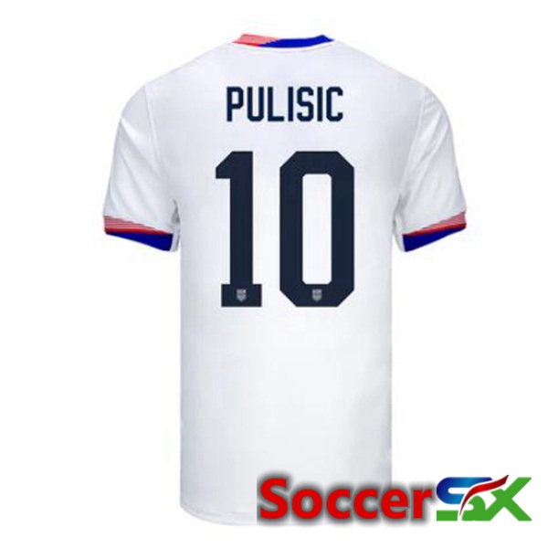 USA (Pulisic 10) Home Soccer Jersey White 2024/2025
