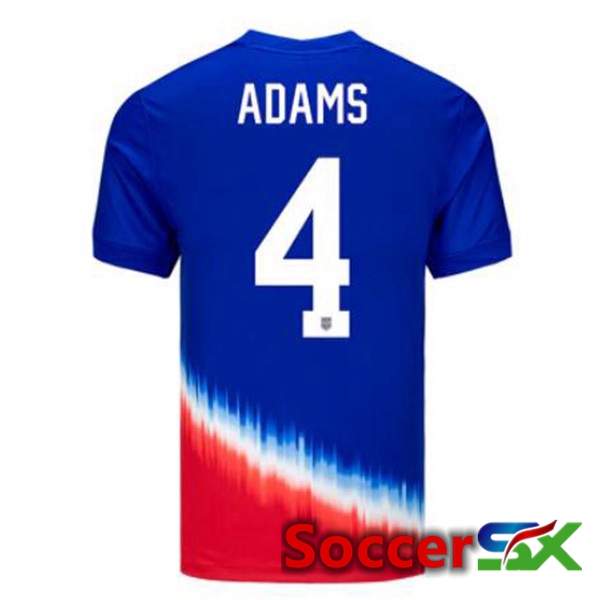 USA (Adams 4) Away Soccer Jersey Blue 2024/2025