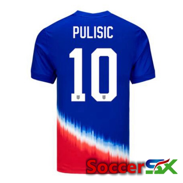 USA (Pulisic 10) Away Soccer Jersey Blue 2024/2025