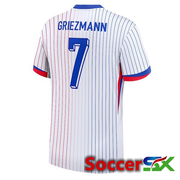 France (GRIEZMANN 7) Away Soccer Jersey White 2024/2025