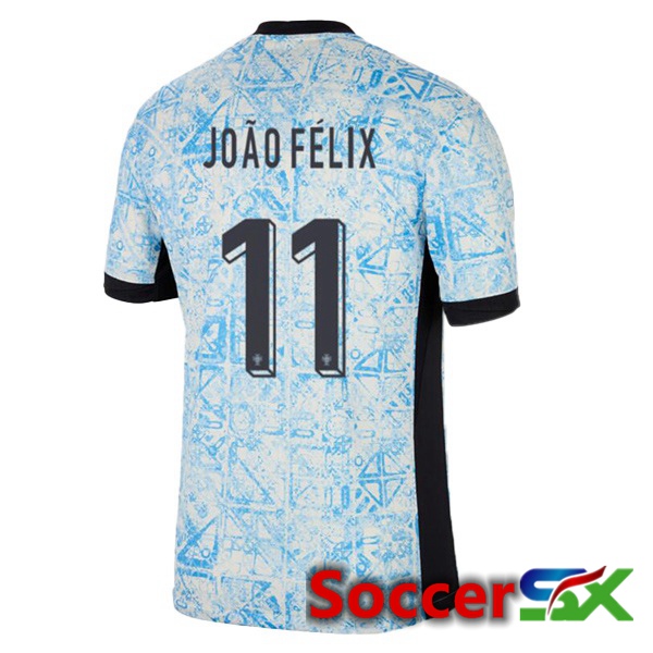 Portugal (JOÃO FÉLIX 11) Away Soccer Jersey Blue White 2024/2025