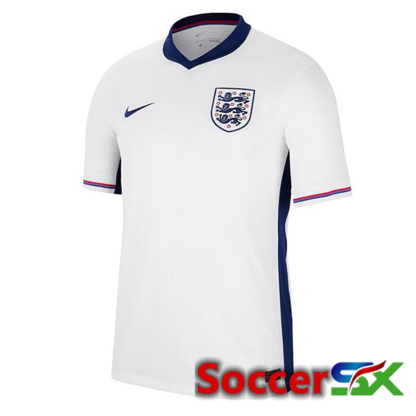 England Home Soccer Jersey White UEFA Euro 2024