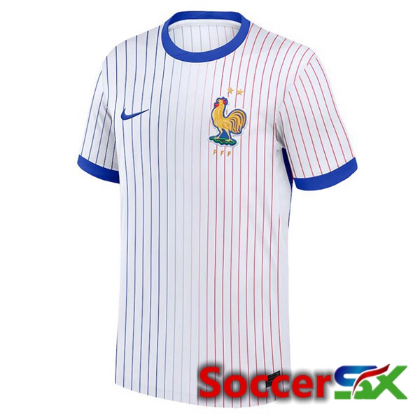 France Away Soccer Jersey White UEFA Euro 2024