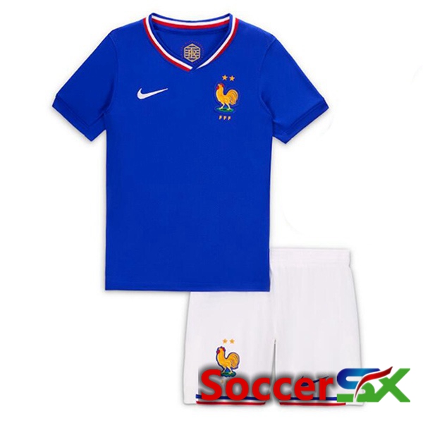 France Kids Home Soccer Jersey Blue UEFA Euro 2024