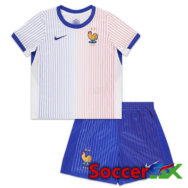 France Kids Away Soccer Jersey White UEFA Euro 2024