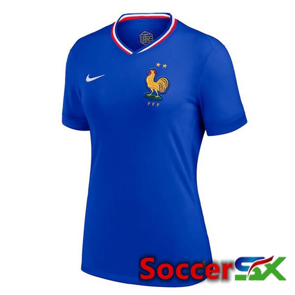 France Womens Home Soccer Jersey Blue UEFA Euro 2024