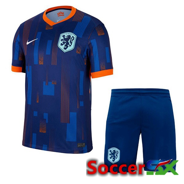 Netherlands Kids Away Soccer Jersey Royal Blue UEFA Euro 2024