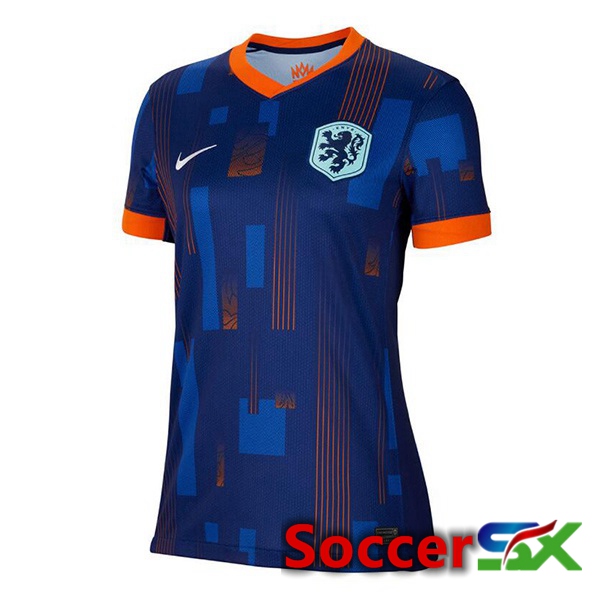 Netherlands Womens Away Soccer Jersey Royal Blue UEFA Euro 2024