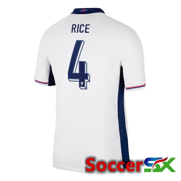 England (Rice 4) Home Soccer Jersey White UEFA Euro 2024