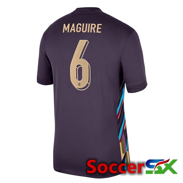 England (Maguire 6) Away Soccer Jersey Purple UEFA Euro 2024