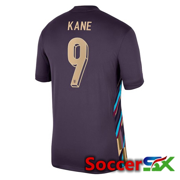 England (Kane 9) Away Soccer Jersey Purple UEFA Euro 2024