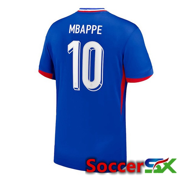 France (MBAPPE 10) Home Soccer Jersey Blue UEFA Euro 2024