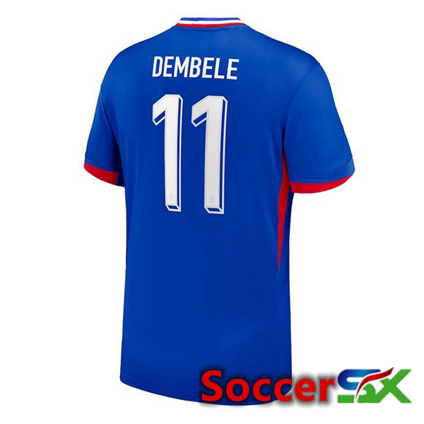 France (DEMBELE 11) Home Soccer Jersey Blue UEFA Euro 2024