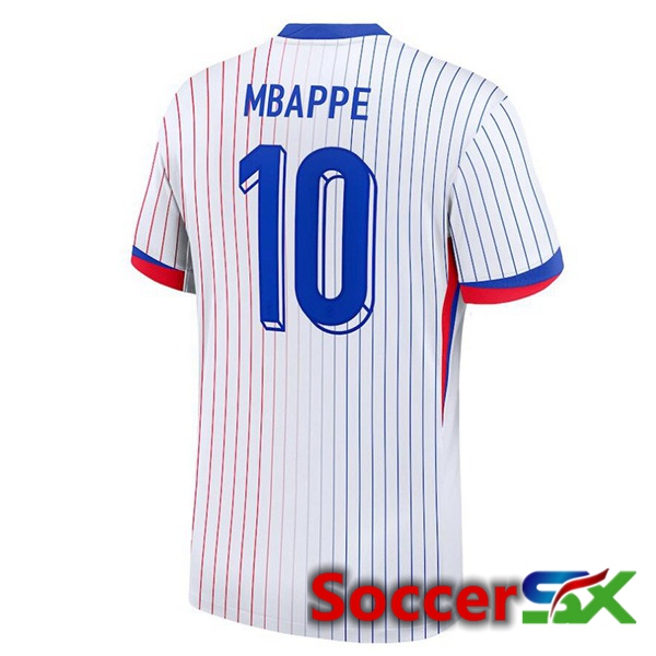 France (MBAPPE 10) Away Soccer Jersey White UEFA Euro 2024