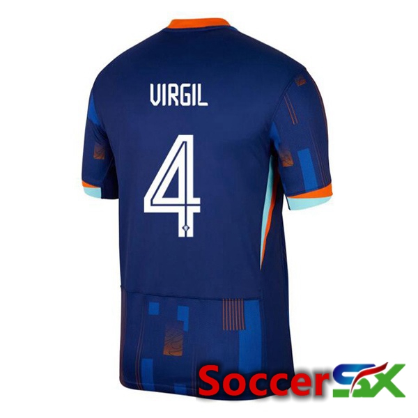 Netherlands (VIRGIL 4) Away Soccer Jersey Royal Blue UEFA Euro 2024