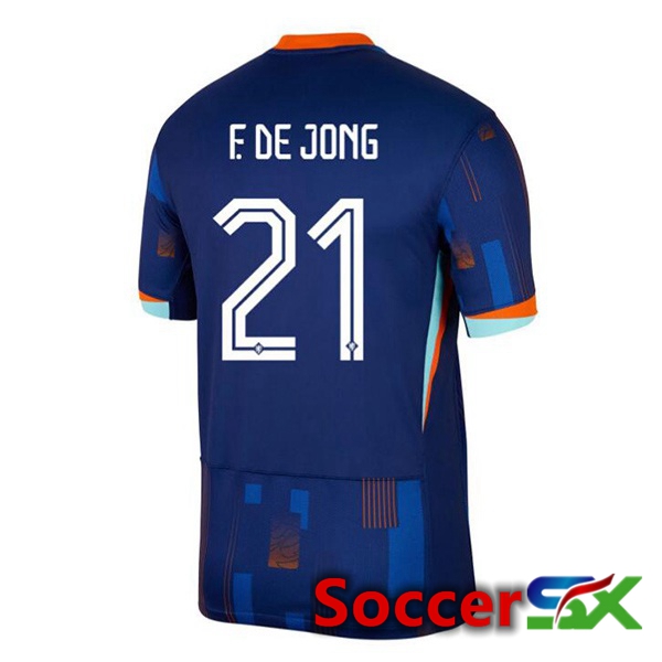 Netherlands (F. DE JONG 21) Away Soccer Jersey Royal Blue UEFA Euro 2024
