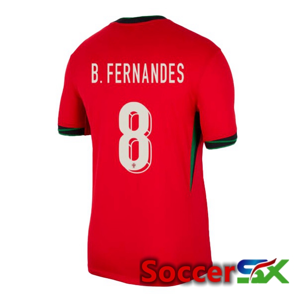 Portugal (B. FERNANDES 8) Home Soccer Jersey Red UEFA Euro 2024