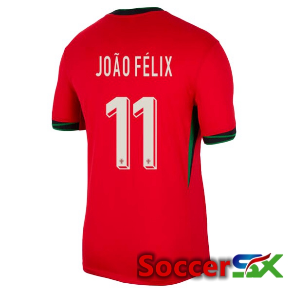 Portugal (JOÃO FÉLIX 11) Home Soccer Jersey Red UEFA Euro 2024