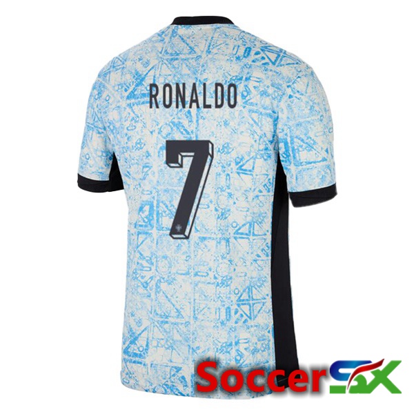 Portugal (RONALDO 7) Away Soccer Jersey Blue White UEFA Euro 2024