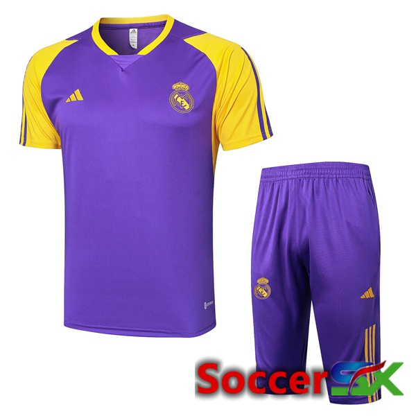 Real Madrid kit Training T Shirt + Shorts Purple 2024/2025