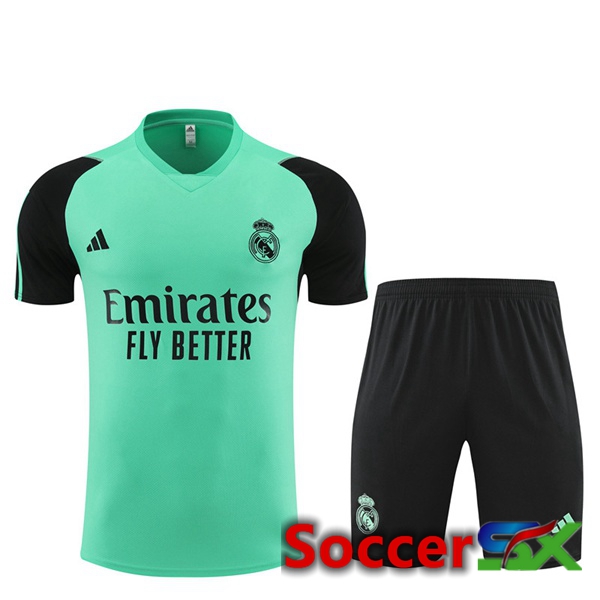 Real Madrid kit Training T Shirt + Shorts Green 2024/2025