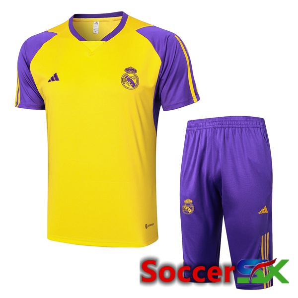 Real Madrid kit Training T Shirt + Shorts Yellow 2024/2025