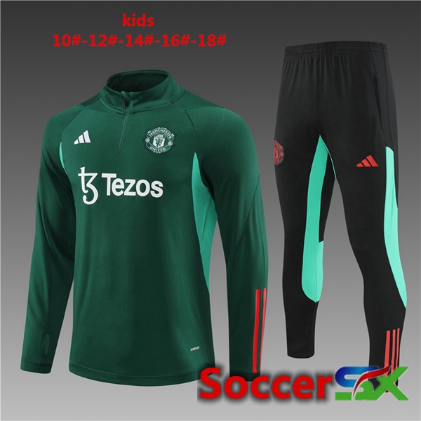 Manchester United Kids kit Training Tracksuit Green 2024/2025