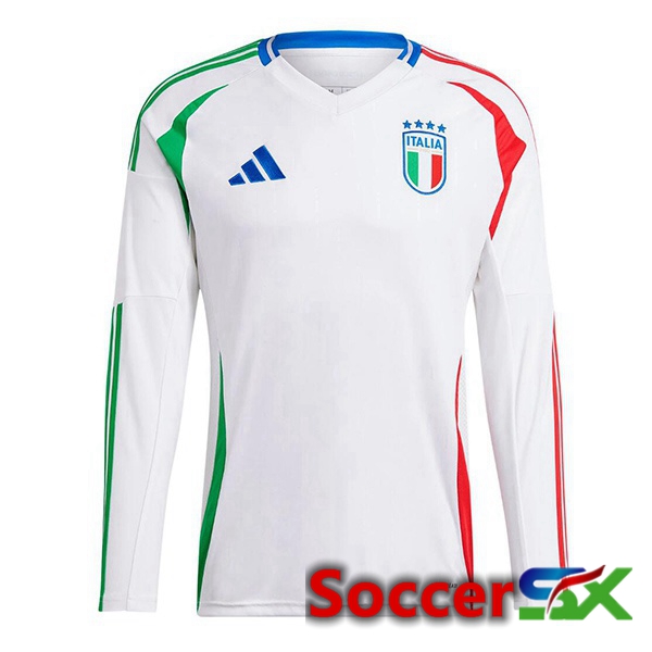 Italy Away Soccer Jersey Long sleeve White UEFA Euro 2024