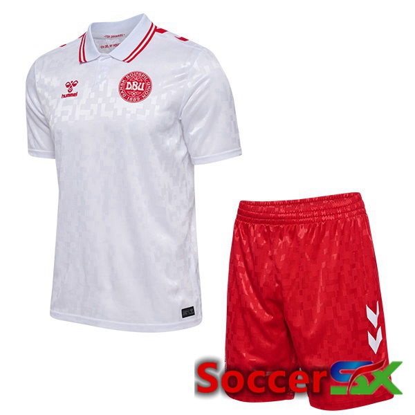 Denmark Kids Away Soccer Jersey White 2024/2025