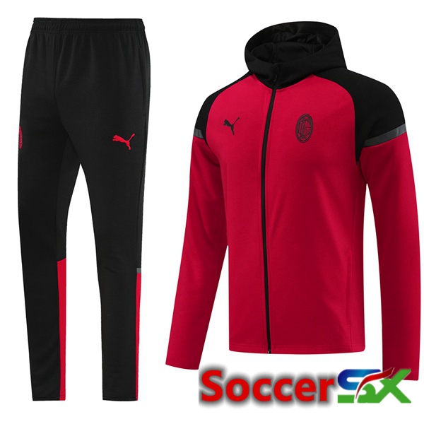 AC Milan Training Tracksuit - Training Sweatshirt Hoodie Red 2024/2025