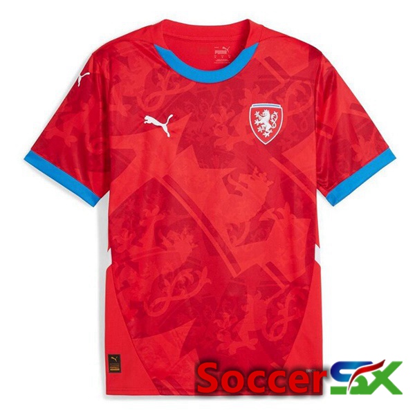 Czechia Home Soccer Jersey Red UEFA Euro 2024