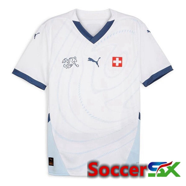 Swiss Away Soccer Jersey White UEFA Euro 2024